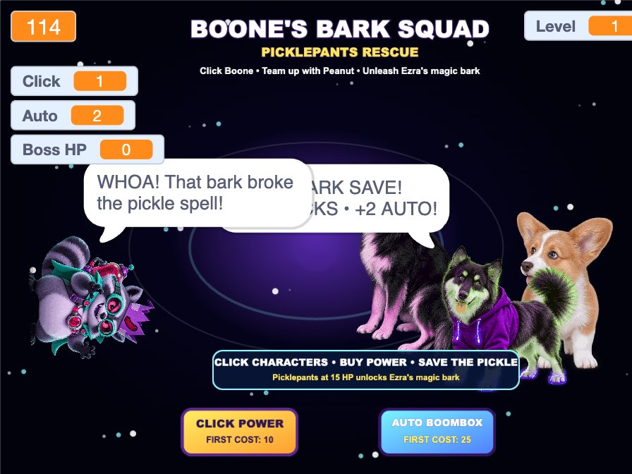 Ezra's Magic Bark breaks the pickle spell: plus 100 Boone Bucks and plus 2 auto